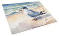 Tern Resting on Sandy Beach Watercolor Cutting Board Tempered Glass Kitchen Cutting Surface, Heat Resistant Chopping, Non-Slip Feet, Food Prep & Serving