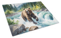 Alaskan Wilderness Grizzly Bear Cutting Board Tempered Glass Kitchen Cutting Surface, Heat Resistant Chopping, Non-Slip Feet, Food Prep & Serving