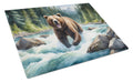 Alaskan Wilderness Grizzly Bear Cutting Board Tempered Glass Kitchen Cutting Surface, Heat Resistant Chopping, Non-Slip Feet, Food Prep & Serving