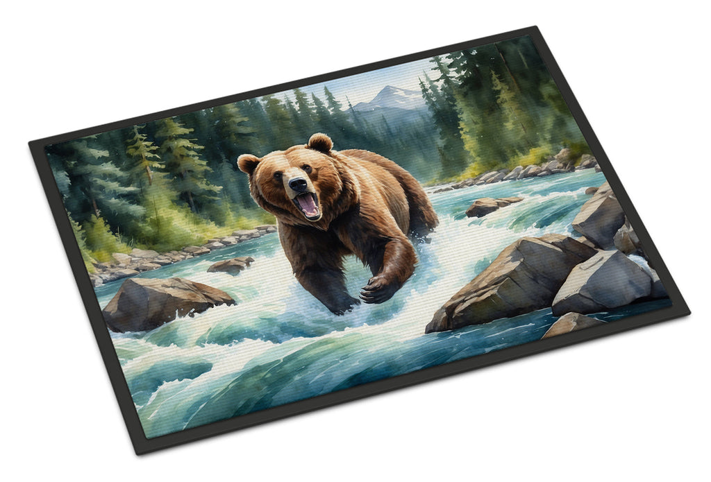 Alaskan Wilderness Grizzly Bear Doormat Indoor Outdoor 18H X 27W Front Door Mat Rugs for Entryway, Non Slip Washable