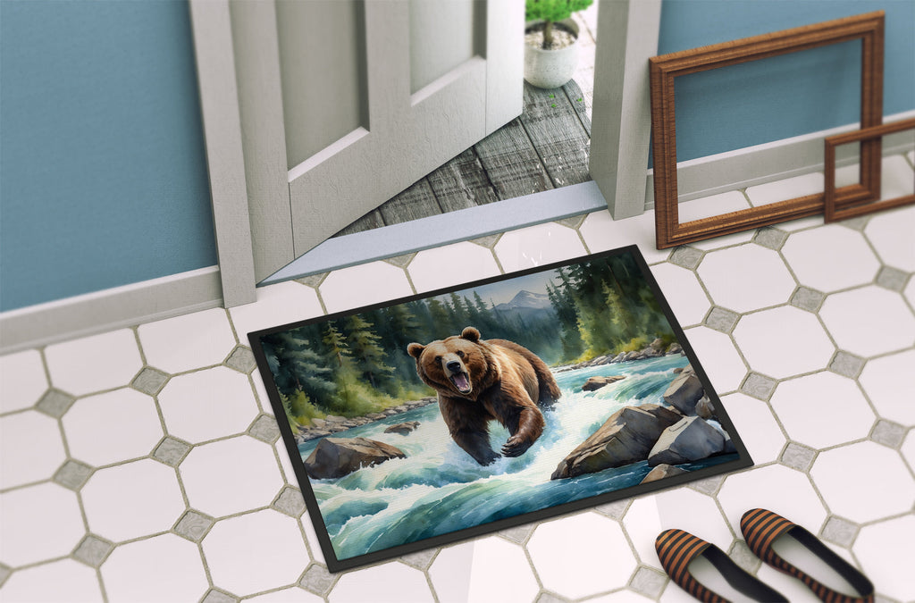 Alaskan Wilderness Grizzly Bear Doormat Indoor Outdoor 18H X 27W Front Door Mat Rugs for Entryway, Non Slip Washable