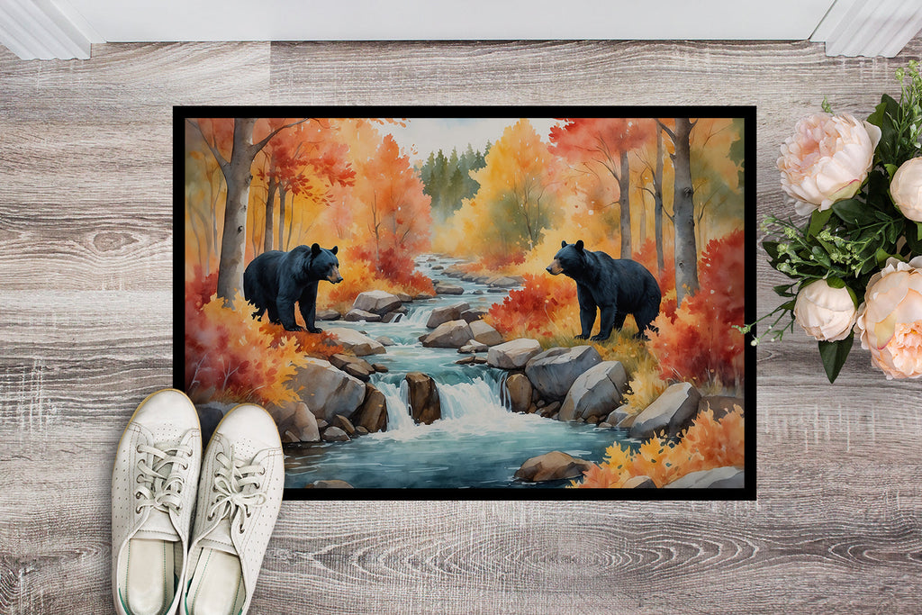 Bears Autumn in the Woods Doormat Indoor Outdoor 18H X 27W Front Door Mat Rugs for Entryway, Non Slip Washable