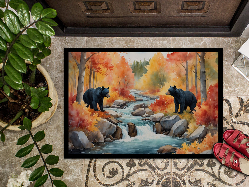 Bears Autumn in the Woods Doormat Indoor Outdoor 18H X 27W Front Door Mat Rugs for Entryway, Non Slip Washable