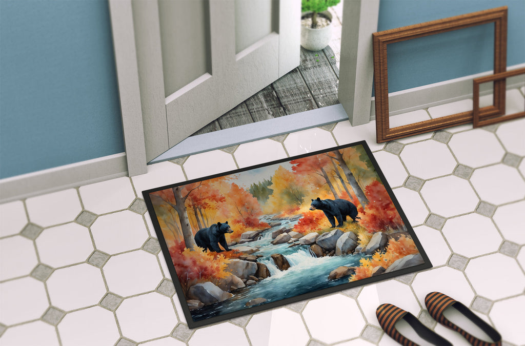Bears Autumn in the Woods Doormat Indoor Outdoor 18H X 27W Front Door Mat Rugs for Entryway, Non Slip Washable