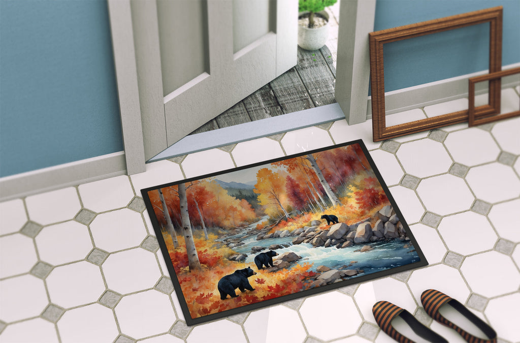 Bears Autumn in the Woods Doormat Indoor Outdoor 24H X 36W Front Door Mat Rugs for Entryway, Non Slip Washable Low Pile,