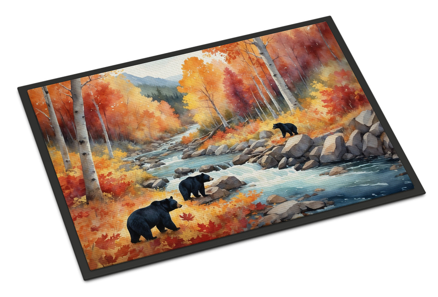 Bears Autumn in the Woods Doormat Indoor Outdoor 18H X 27W Front Door Mat Rugs for Entryway, Non Slip Washable