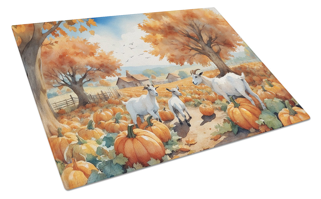 Autumn Goats Cutting Board Tempered Glass Kitchen Cutting Surface, Heat Resistant Chopping, Non-Slip Feet, Food Prep & Serving