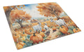 Autumn Goats Cutting Board Tempered Glass Kitchen Cutting Surface, Heat Resistant Chopping, Non-Slip Feet, Food Prep & Serving