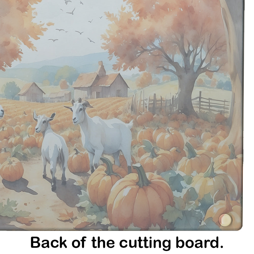 Autumn Goats Cutting Board Tempered Glass Kitchen Cutting Surface, Heat Resistant Chopping, Non-Slip Feet, Food Prep & Serving