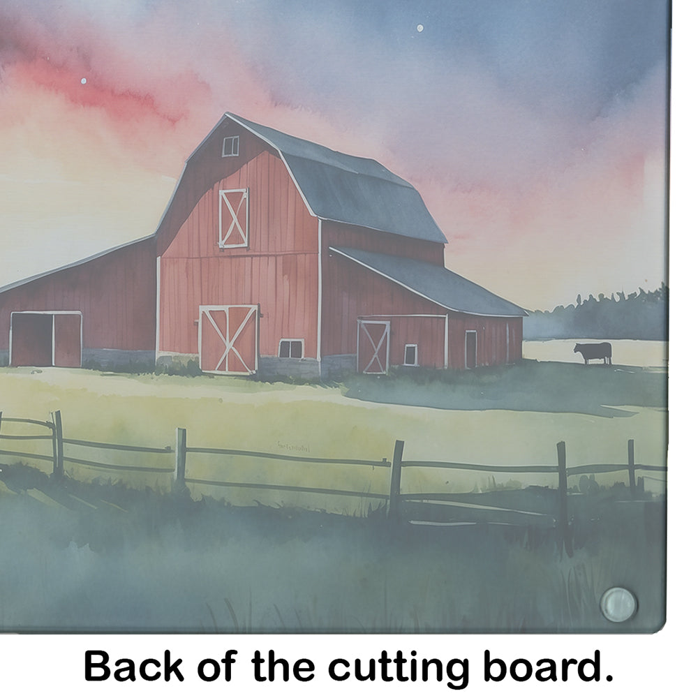 Barn at Twilight Cutting Board Tempered Glass Kitchen Cutting Surface, Heat Resistant Chopping, Non-Slip Feet, Food Prep & Serving