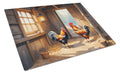 Chickens in the Coop Cutting Board Tempered Glass Kitchen Cutting Surface, Heat Resistant Chopping, Non-Slip Feet, Food Prep & Serving