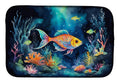 Bioluminescent Fish Dish Drying Mat Absorbent Dish Drying Mat Pad for Kitchen Counter Dish Drainer Mat for Countertop, 14 x 21", Multicolor