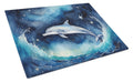 Dolphin in a Starry Sea Cutting Board Tempered Glass Kitchen Cutting Surface, Heat Resistant Chopping, Non-Slip Feet, Food Prep & Serving
