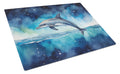 Dolphin in a Starry Sea Cutting Board Tempered Glass Kitchen Cutting Surface, Heat Resistant Chopping, Non-Slip Feet, Food Prep & Serving