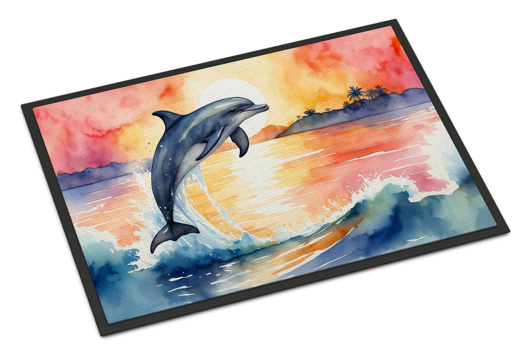 Dolphin Leaping at Sunrise Doormat Indoor Outdoor 24H X 36W Front Door Mat Rugs for Entryway, Non Slip Washable Low Pile,