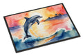 Dolphin Leaping at Sunrise Doormat Indoor Outdoor 18H X 27W Front Door Mat Rugs for Entryway, Non Slip Washable