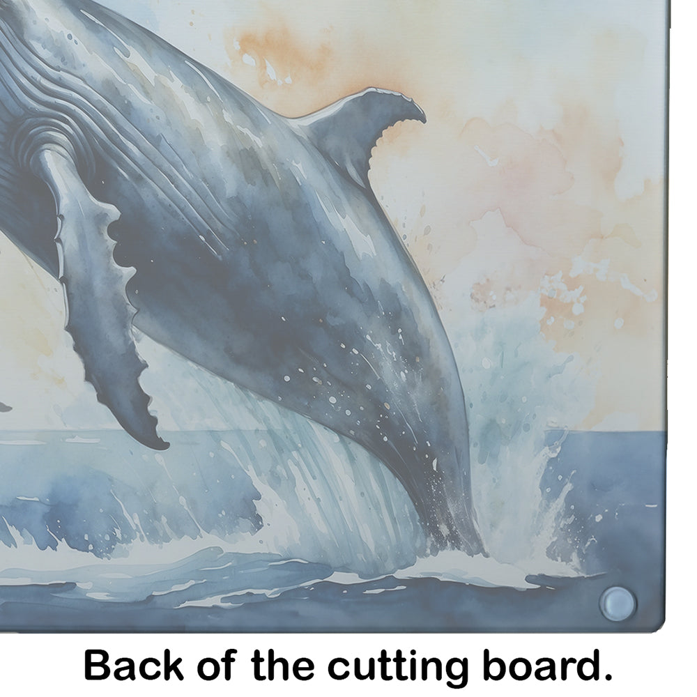 Humpback Whale Breaching Cutting Board Tempered Glass Kitchen Cutting Surface, Heat Resistant Chopping, Non-Slip Feet, Food Prep & Serving