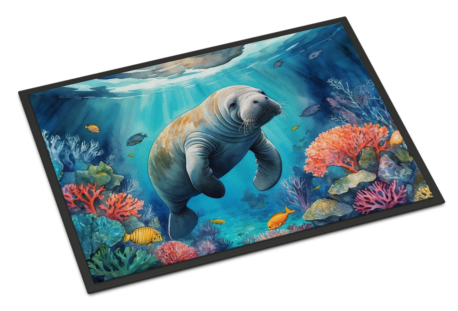 Manatee and Coral Reefs Doormat Indoor Outdoor 24H X 36W Front Door Mat Rugs for Entryway, Non Slip Washable Low Pile,