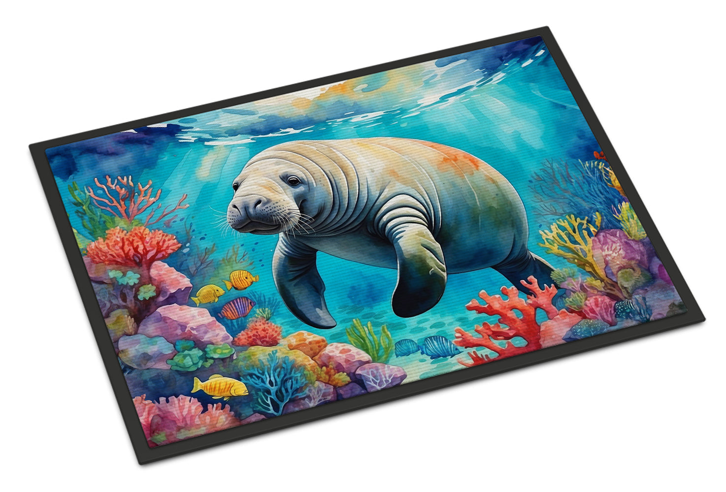 Manatee and Coral Reefs Doormat Indoor Outdoor 24H X 36W Front Door Mat Rugs for Entryway, Non Slip Washable Low Pile,