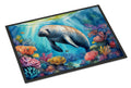 Manatee and Coral Reefs Doormat Indoor Outdoor 24H X 36W Front Door Mat Rugs for Entryway, Non Slip Washable Low Pile,