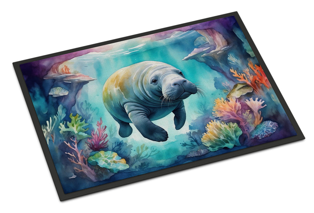 Manatee in a Dreamscape Doormat Indoor Outdoor 24H X 36W Front Door Mat Rugs for Entryway, Non Slip Washable Low Pile,