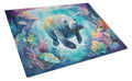 Manatee in a Dreamscape Cutting Board Tempered Glass Kitchen Cutting Surface, Heat Resistant Chopping, Non-Slip Feet, Food Prep & Serving
