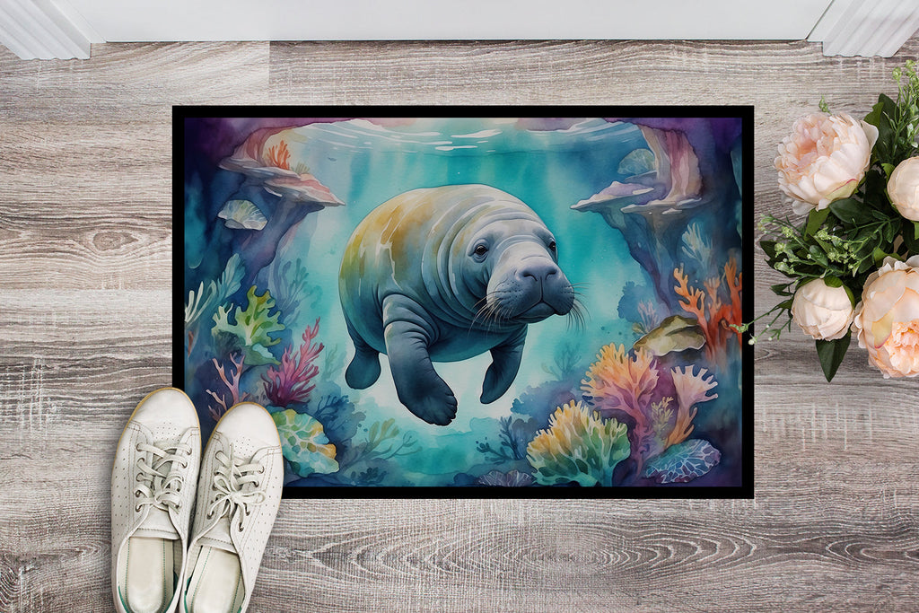 Manatee in a Dreamscape Doormat Indoor Outdoor 18H X 27W Front Door Mat Rugs for Entryway, Non Slip Washable
