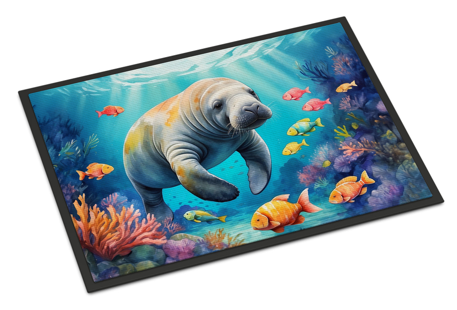 Summer Manatee Doormat Indoor Outdoor 18H X 27W Front Door Mat Rugs for Entryway, Non Slip Washable