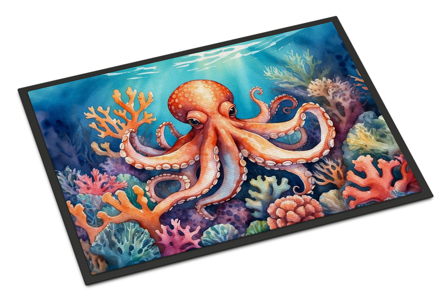 Octopus Among Coral Doormat Indoor Outdoor 24H X 36W Front Door Mat Rugs for Entryway, Non Slip Washable Low Pile,
