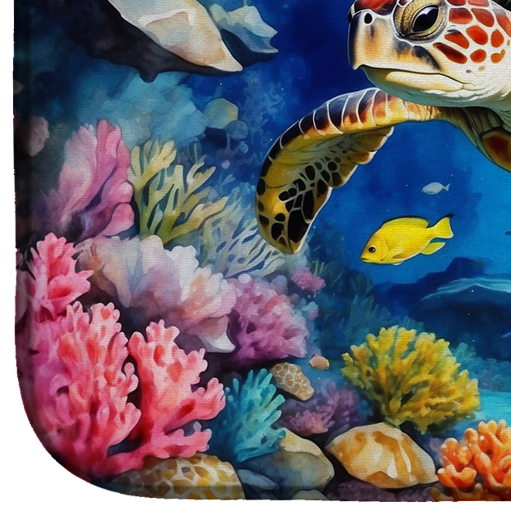 Turtle and Reefs Dish Drying Mat Absorbent Dish Drying Mat Pad for Kitchen Counter Dish Drainer Mat for Countertop, 14 x 21", Multicolor