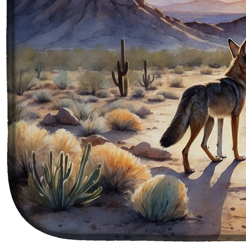 Desert Sunset Coyote Dish Drying Mat Absorbent Dish Drying Mat Pad for Kitchen Counter Dish Drainer Mat for Countertop, 14 x 21", Multicolor