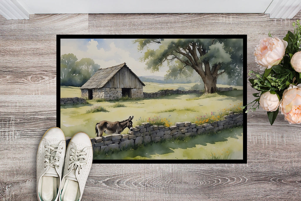 Donkey by the Stone Wall Doormat Indoor Outdoor 18H X 27W Front Door Mat Rugs for Entryway, Non Slip Washable