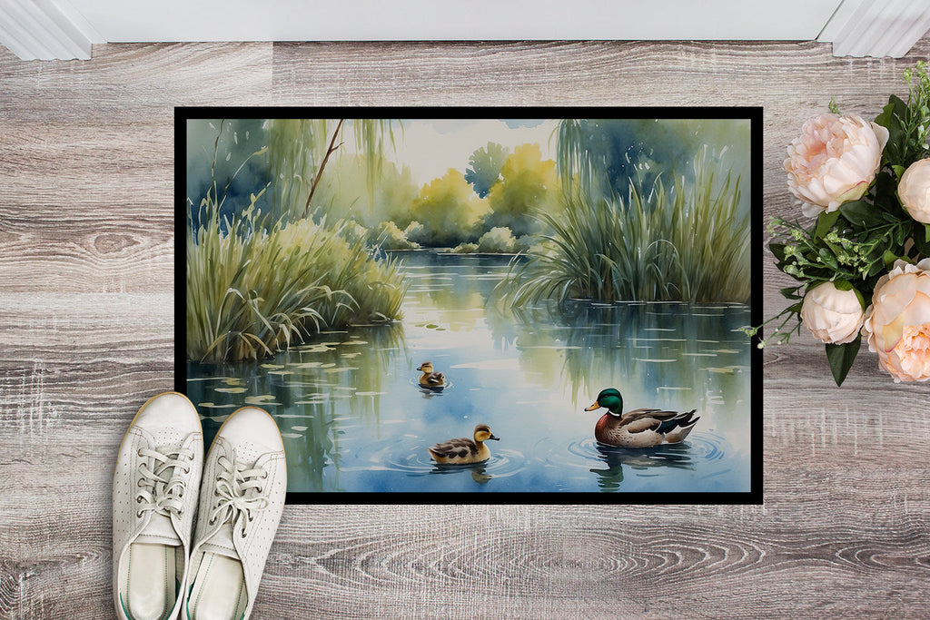 Ducks by the Pond Doormat Indoor Outdoor 24H X 36W Front Door Mat Rugs for Entryway, Non Slip Washable Low Pile,