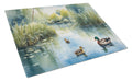 Ducks by the Pond Cutting Board Tempered Glass Kitchen Cutting Surface, Heat Resistant Chopping, Non-Slip Feet, Food Prep & Serving