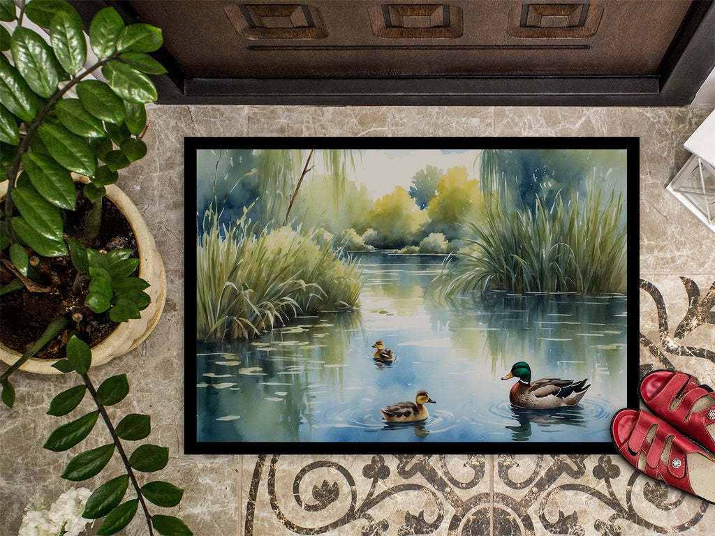 Ducks by the Pond Doormat Indoor Outdoor 18H X 27W Front Door Mat Rugs for Entryway, Non Slip Washable