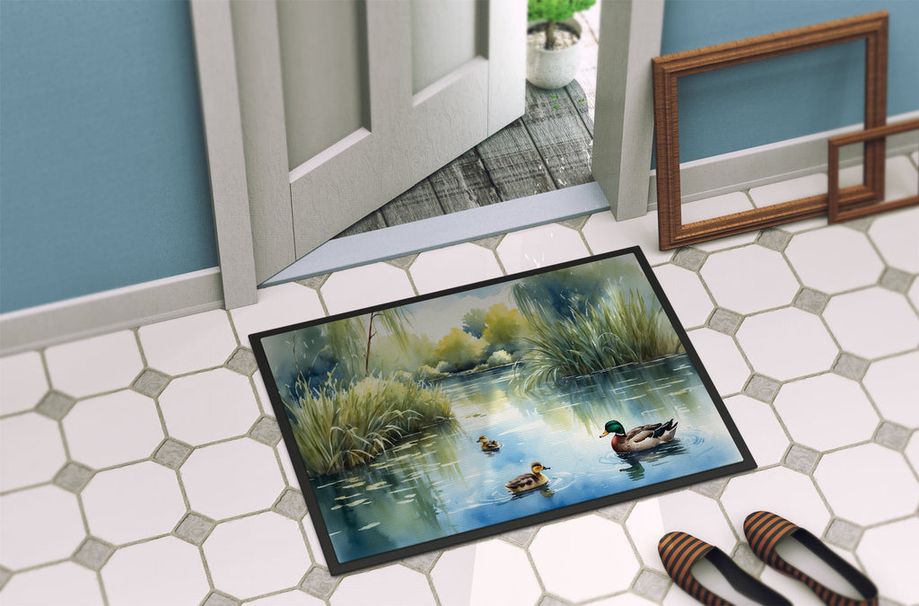 Ducks by the Pond Doormat Indoor Outdoor 18H X 27W Front Door Mat Rugs for Entryway, Non Slip Washable