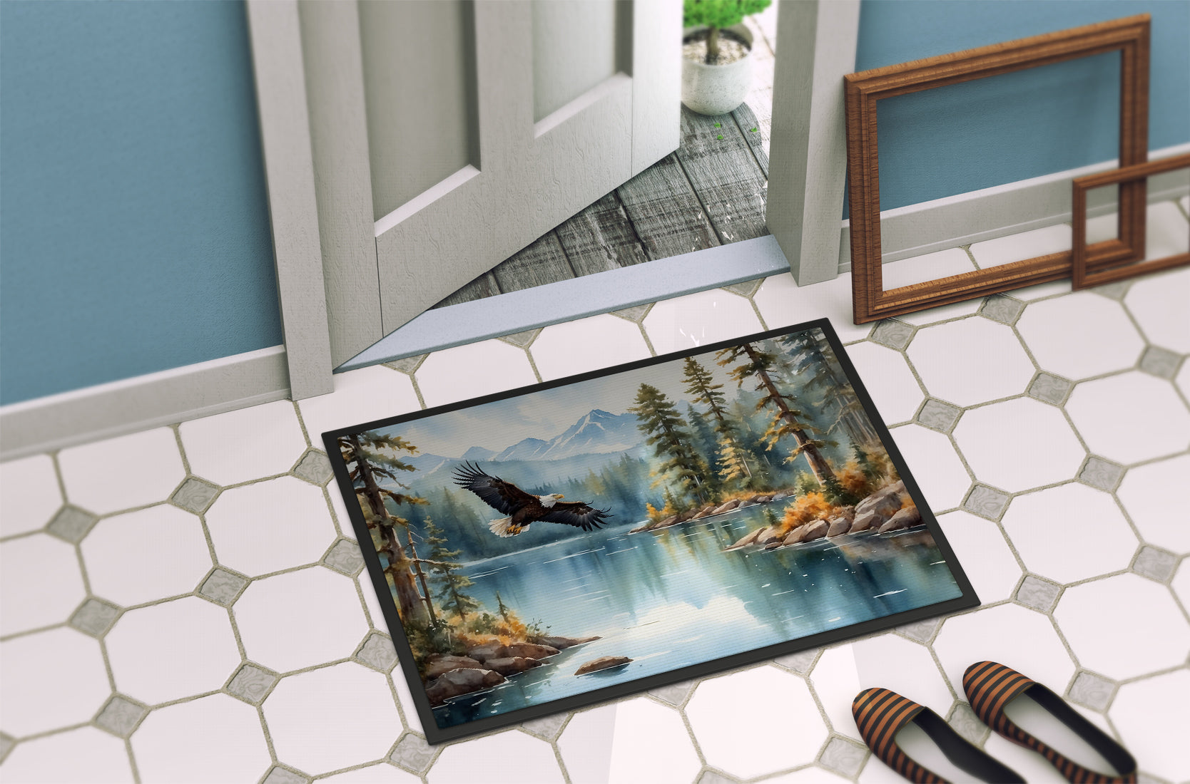 Eagle in Flight Doormat Indoor Outdoor 24H X 36W Front Door Mat Rugs for Entryway, Non Slip Washable Low Pile,