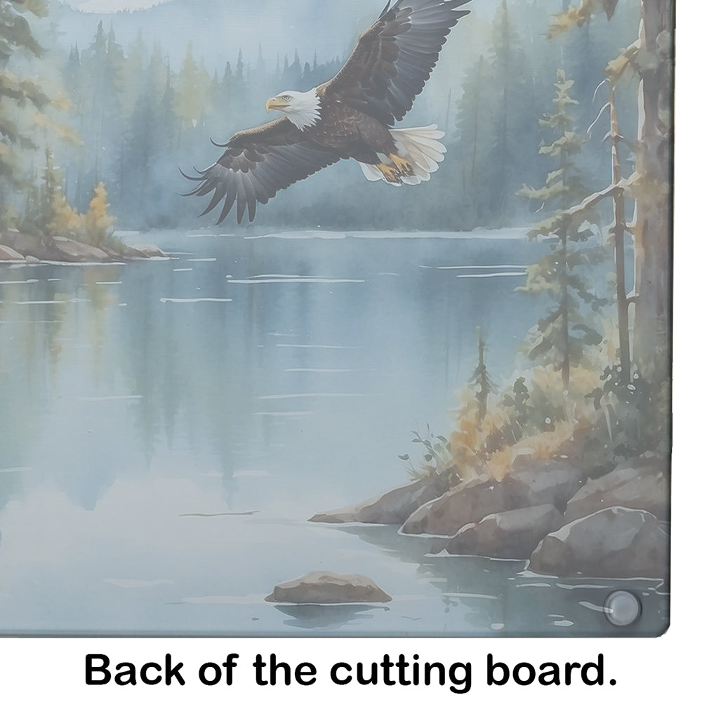 Eagle in Flight Cutting Board Tempered Glass Kitchen Cutting Surface, Heat Resistant Chopping, Non-Slip Feet, Food Prep & Serving