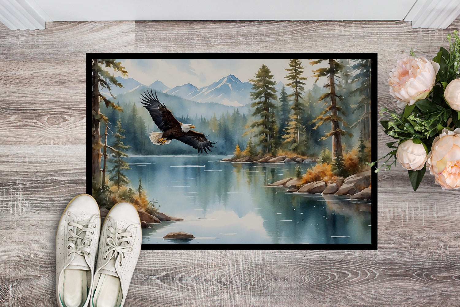 Eagle in Flight Doormat Indoor Outdoor 18H X 27W Front Door Mat Rugs for Entryway, Non Slip Washable