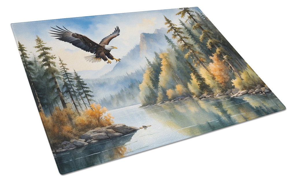 Eagle in Flight Cutting Board Tempered Glass Kitchen Cutting Surface, Heat Resistant Chopping, Non-Slip Feet, Food Prep & Serving