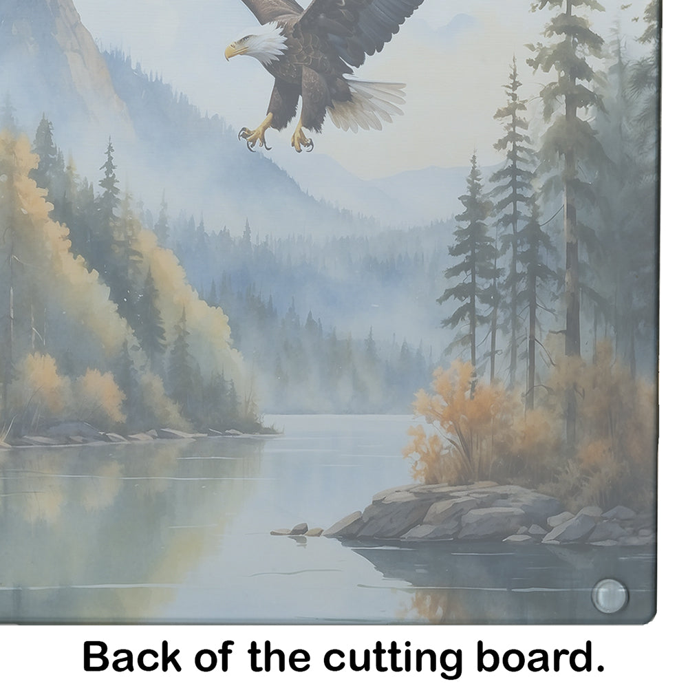 Eagle in Flight Cutting Board Tempered Glass Kitchen Cutting Surface, Heat Resistant Chopping, Non-Slip Feet, Food Prep & Serving