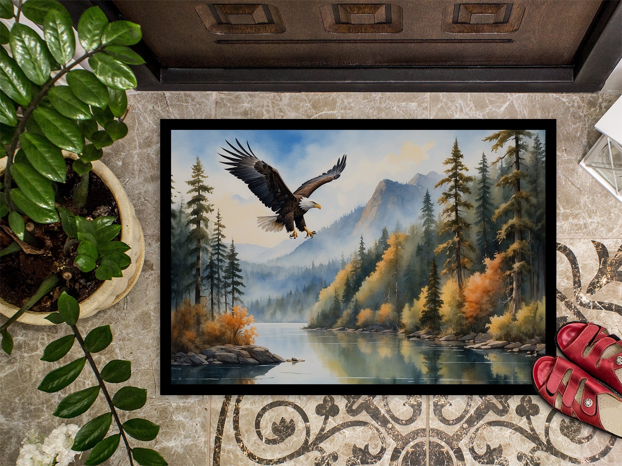 Eagle in Flight Doormat Indoor Outdoor 18H X 27W Front Door Mat Rugs for Entryway, Non Slip Washable