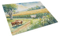 Cows by the Cornfield Cutting Board Tempered Glass Kitchen Cutting Surface, Heat Resistant Chopping, Non-Slip Feet, Food Prep & Serving