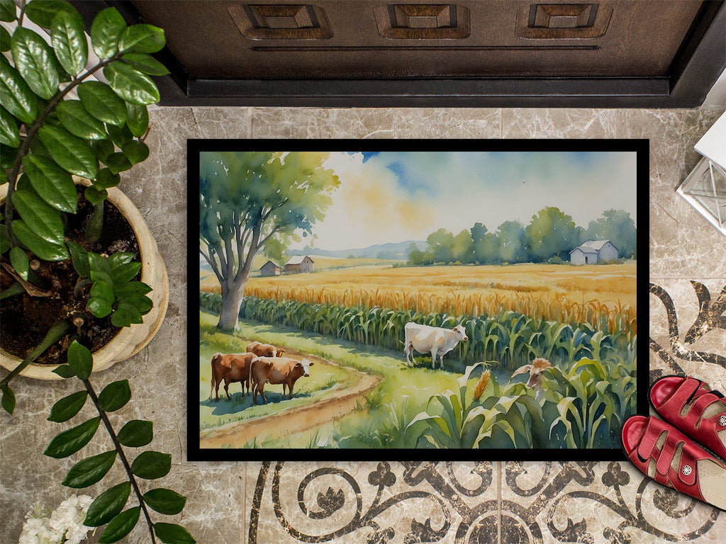 Cows by the Cornfield Doormat Indoor Outdoor 18H X 27W Front Door Mat Rugs for Entryway, Non Slip Washable
