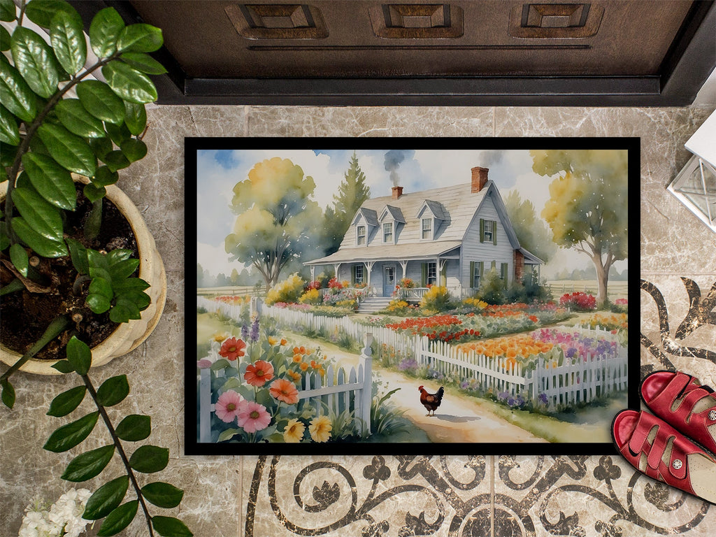 Chicken Farmhouse Garden Doormat Indoor Outdoor 24H X 36W Front Door Mat Rugs for Entryway, Non Slip Washable Low Pile,