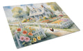 Chicken Farmhouse Garden Cutting Board Tempered Glass Kitchen Cutting Surface, Heat Resistant Chopping, Non-Slip Feet, Food Prep & Serving