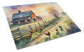 Chicken Farmyard Sunrise Cutting Board Tempered Glass Kitchen Cutting Surface, Heat Resistant Chopping, Non-Slip Feet, Food Prep & Serving