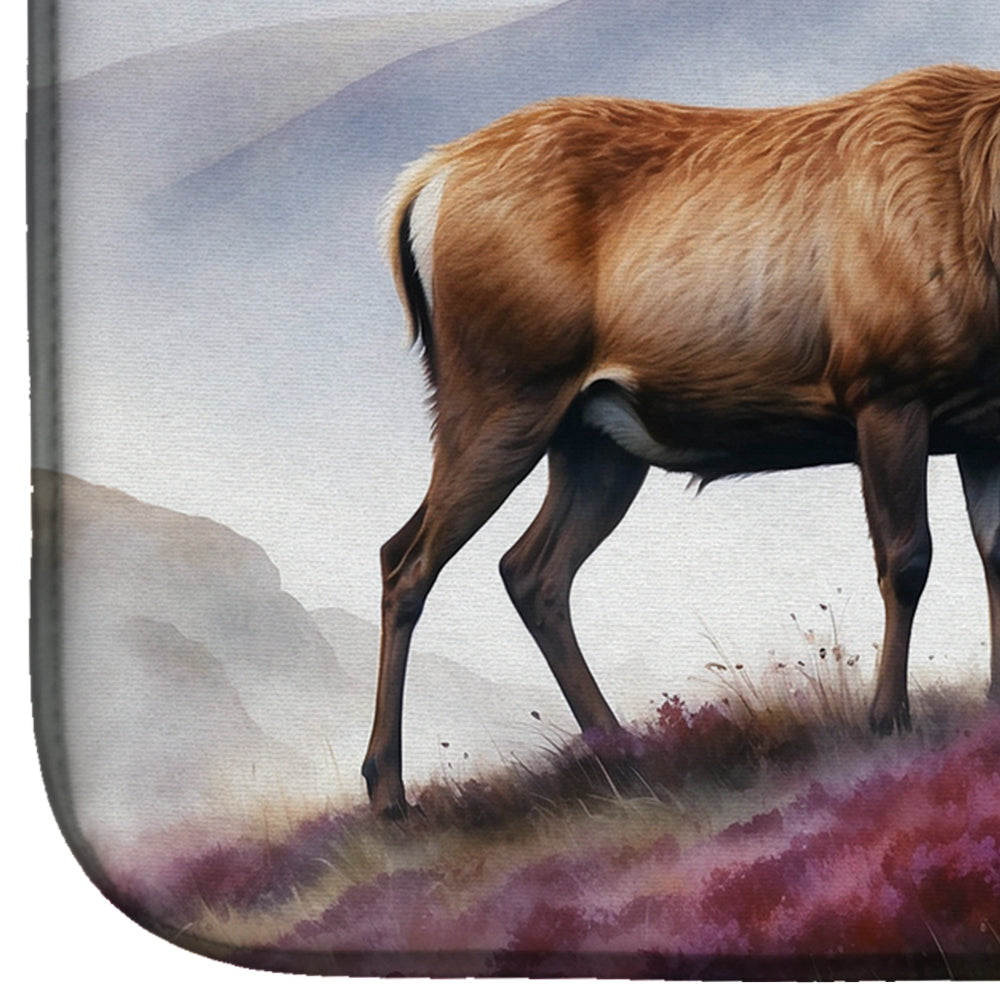 Highland Red Deer Dish Drying Mat Absorbent Dish Drying Mat Pad for Kitchen Counter Dish Drainer Mat for Countertop, 14 x 21", Multicolor