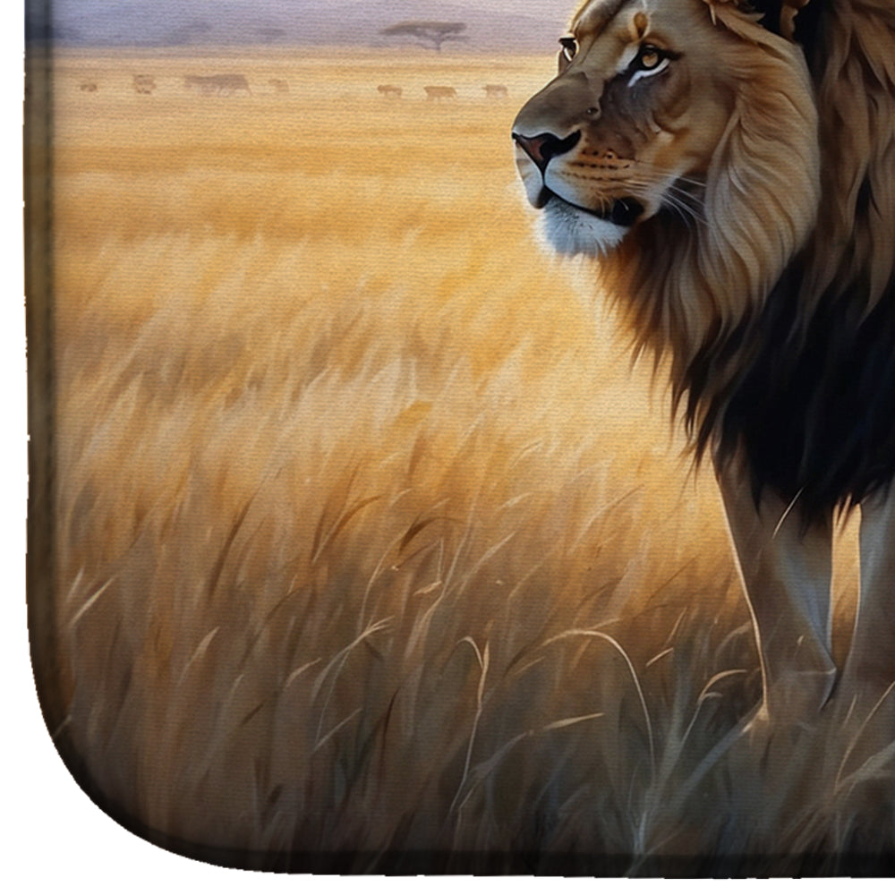 Lions at Dawn Dish Drying Mat Absorbent Dish Drying Mat Pad for Kitchen Counter Dish Drainer Mat for Countertop, 14 x 21", Multicolor
