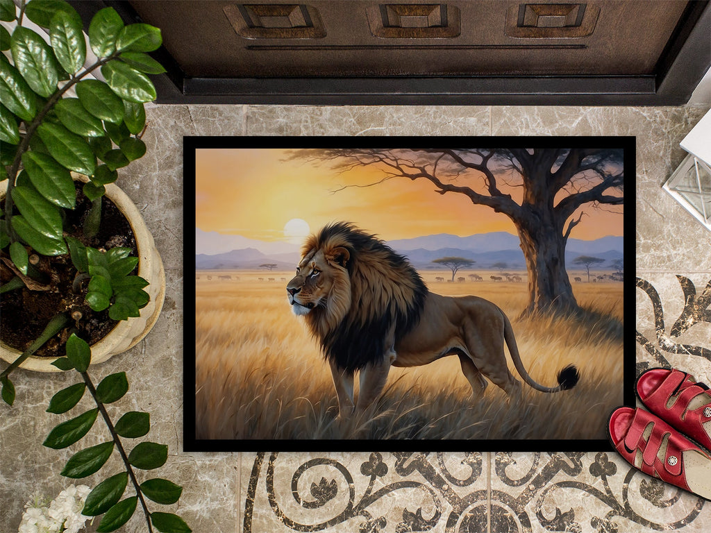 Lions at Dawn Doormat Indoor Outdoor 18H X 27W Front Door Mat Rugs for Entryway, Non Slip Washable